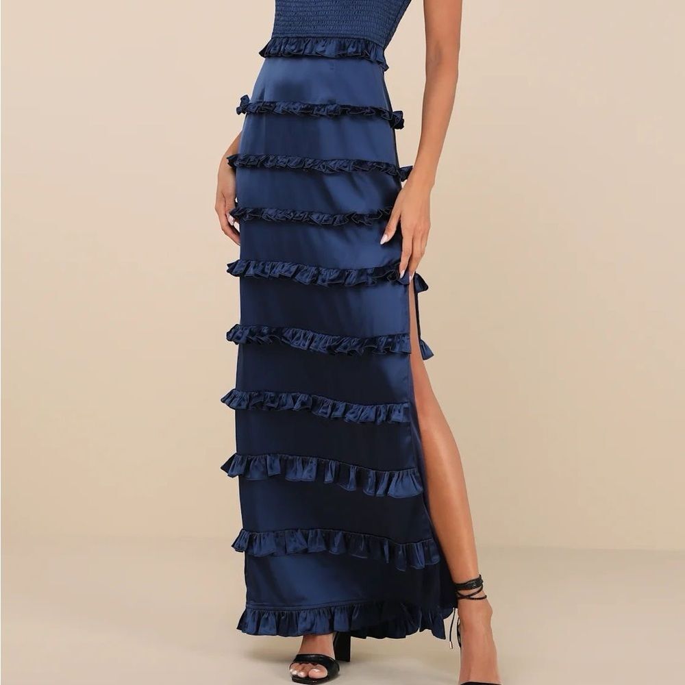 Lulu's Navy Blue Ruffle Maxi Dress - Picture 7 of 10